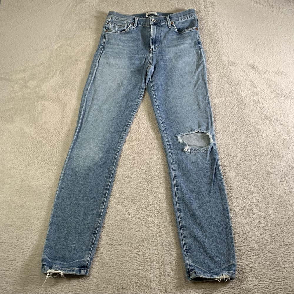 Citizens Of Humanity Rocket Ankle Jeans Womens 27 Light Wash Hi Rise Distressed